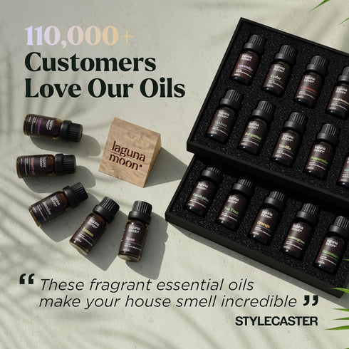 Lagunamoon Essential Oils Set - Top 20 Gift Set Oils for Diffusers, Aromatherapy, Candle Making Scents (10mL)