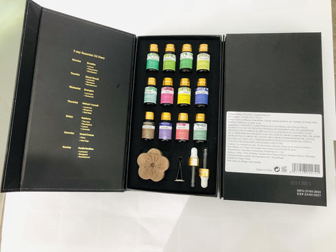 Set, 12x5ml Set 100% PHATOIL Essential Oil Essential Oils Gift with Diffused Wood, Natural Pure Essential Oils