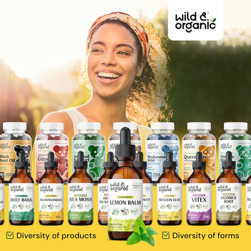Organic Lemon Balm Tincture - 2 fl oz Liquid Extract for Stress Relief - Vegan Alcohol Free Supplement Drops