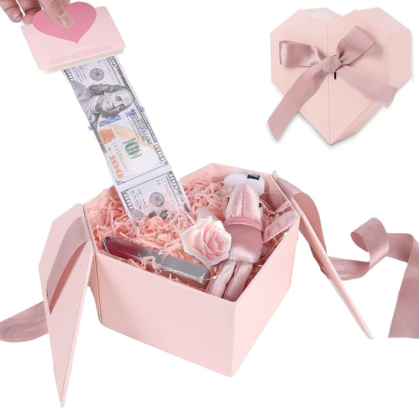 Money Box for Cash Gift Pull Pink - Money Gift Box for