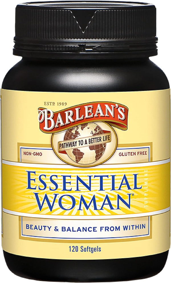 Barlean's Essential Woman Capsules - 120 Count - Hormonal Balance Supplement for Women with Flaxseed, Evening Primrose