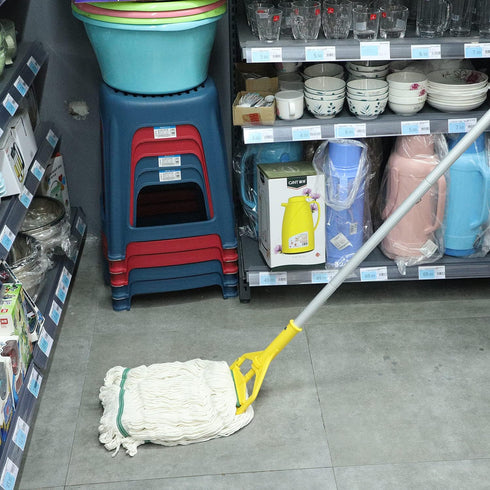 OFO Heavy Duty Loop-End String Mop with Extra Replacement Head, 59 Inch Handle for Industrial Floor Cleaning
