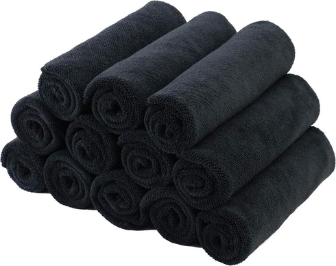 Towel,16 16 12 Pack POLYTE Premium Microfiber Cleaning x in, (Black)