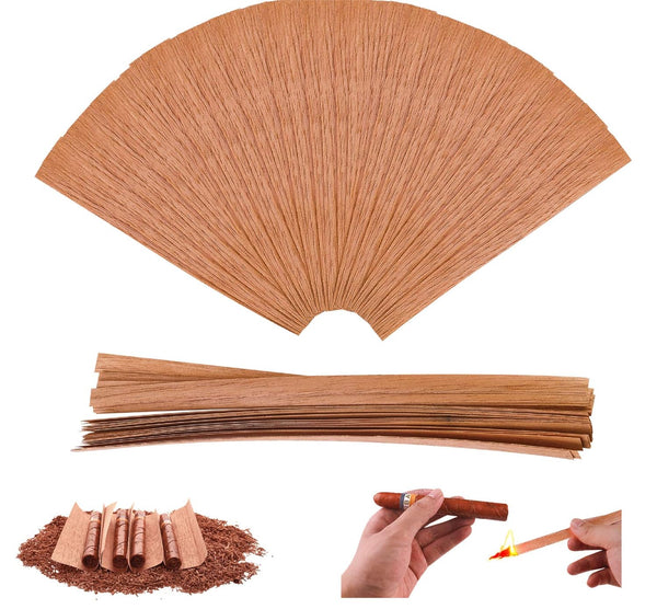 ROJOSER 100PACK Cedar Lighter for Cigars, Spanish Cedar Wood Veneer Lumber Strip Chip for Cigar Lighting & Smoking