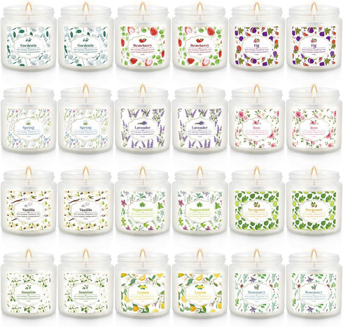 Set 24 Pack,White, Set Scented Candle Candle for Home Scented, Odor Eliminating, Stress Relief, Long Lasting Soy Wax