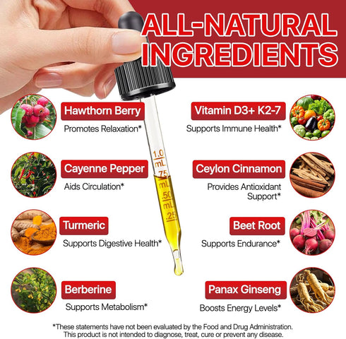Rulviou D3 K2 Cayenne Pepper Drops+Hawthorn Berry, Vitamin Beet Root Powder, Ceylon Cinnamon, Turmeric Curcumin