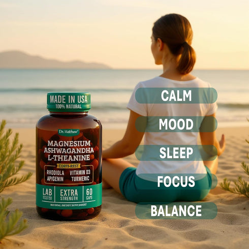 KSM-66, D3Calm Cortisol Reducer & Adrenal Support SupplementNatural Stress Relief with Ashwagandha Magnesium Glycinate