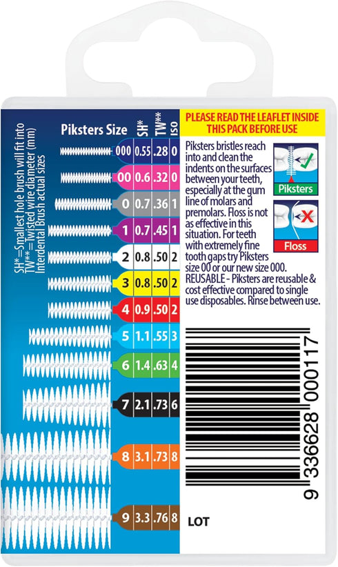 Piksters Interdental Brushes, Size 1, 40 pk, Safe for Braces, Gum Soft Bristles for Plaque Removal, Tight Gaps