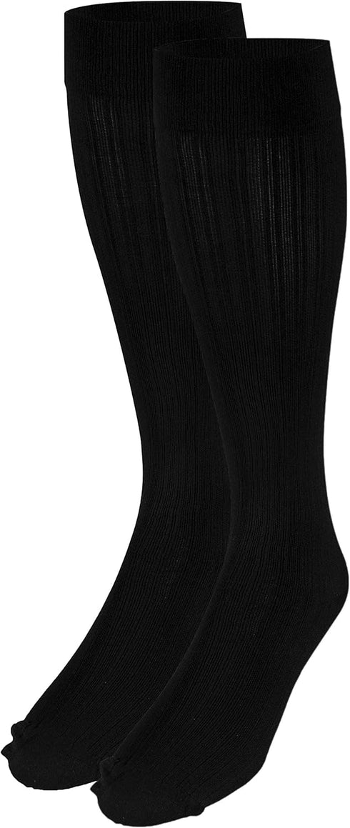 Truform Compression Socks, 15-20 mmHg, Women's Dress Socks, Knee High, Black Rib Knit, X-Large