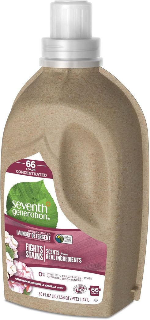 Seventh Generation Concentrated Liquid Laundry Detergent, Geranium Blossoms and Vanilla, 66 Loads, 50 oz