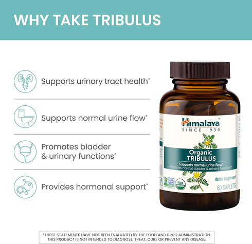 Himalaya Organic Tribulus Terrestris, Herbal Supplement for Urinary Support, Bladder Function, Prostate Support, 688