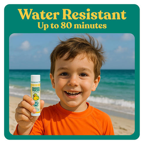 Rubber Ducky Lip Sunscreen SPF 44, Kids Vegan Lip Balm with Vitamin E, UV Protection, Water Resistant, Untinted Vanilla