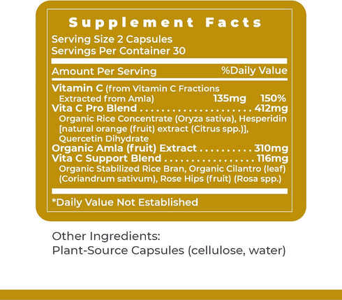 Vitamin C Supplement by Premier Research Labs - Natural Whole Food C Complex, 60 Vegetarian Capsules with Bioflavonoids