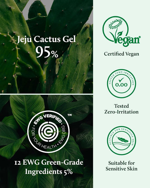 YADAH Cactus Soothing Gel (8.45 fl oz), Sunburn Relief, Calm & Soothe Irritated Skin, 95% Cactus Extract