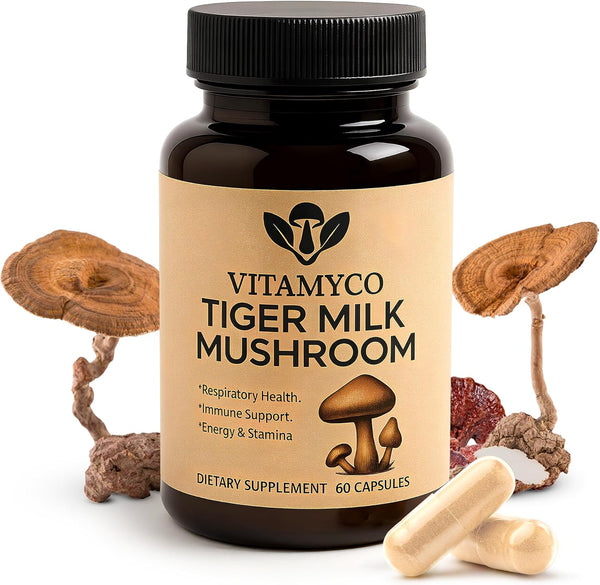 Vitamyco Tiger Milk Mushroom Supplement (Lignosus Rhinocerus), Natural Respiratory Health Supplement & Immune