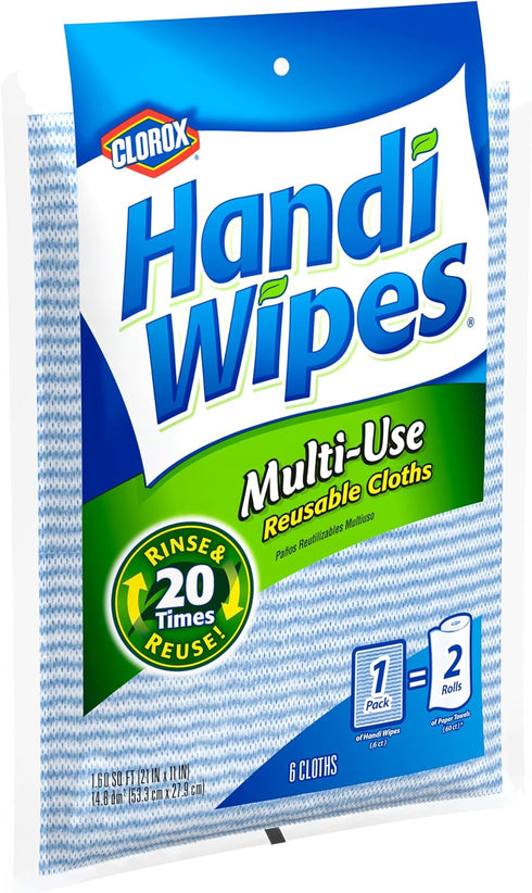 Handi Wipes Reusable Cloths, Extra Large 6 Cloths for Versatile Cleaning
