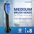 Replacement Heads - Compatible with Philips Sonicare Replacement Heads - Medium Replacement Toothbrush Head - Replaces HX6015/03 SimplyClean Toothbrush Heads - Black - HX6018b (White, US Version)