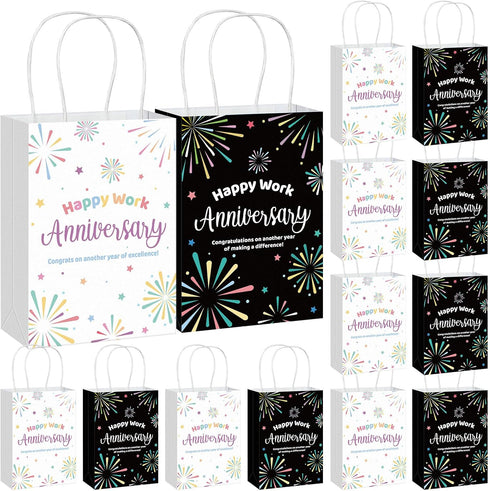 Kolldenn 24 Pcs Happy Work Anniversary Paper Gifts Bags Bulk for Employee Men