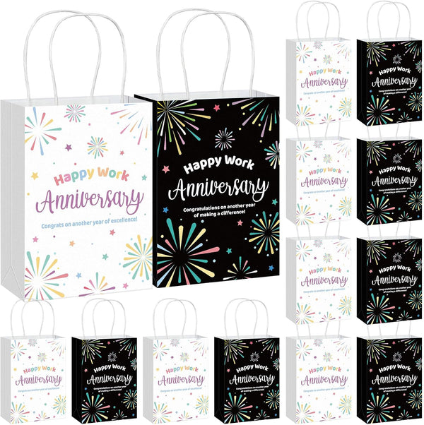 Kolldenn 24 Pcs Happy Work Anniversary Paper Gifts Bags Bulk for Employee Men
