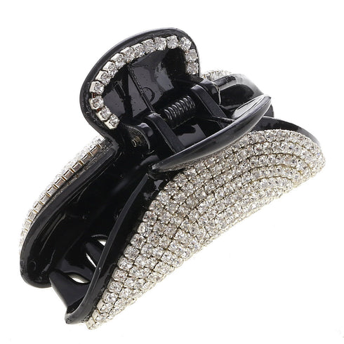Women Lady Exquisite Black Small Size Acrylic Full Diamond Rhinestones Hair Jaw Clips Hairpin - Fancy Hair Claw Clip