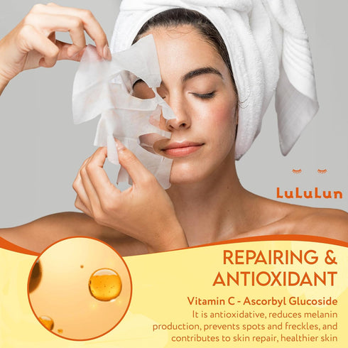 Lululun Hydra V Vitamin-Packed Facial Sheet Mask, 28 Sheets, Hydrating Face Mask with Vitamin C & E