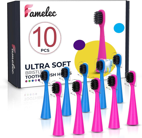 10Pcs Burst Kids Replacement Heads - Perfect Fit for Burst Toothbrush Heads, Ultra Soft Bristles (Pink and Blue)