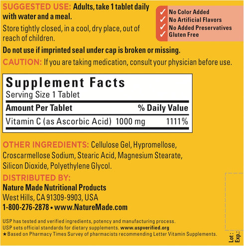 Nature Made Extra Strength Vitamin C 1000 mg, Dietary Supplement for Immune Support, 300 Tablets