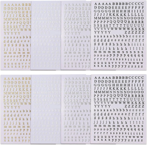 Letters Nail Art Stickers, English Alphabet 3D Self-Adhesive Metallic Gold Silver Decals for DIY Manicure Supplies