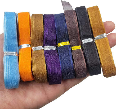 Sheer Organza Ribbons, 100 Yards Chiffon Stain Ribbon Set for Easter, Valentines, Christmas, Wedding Gift Wrapping