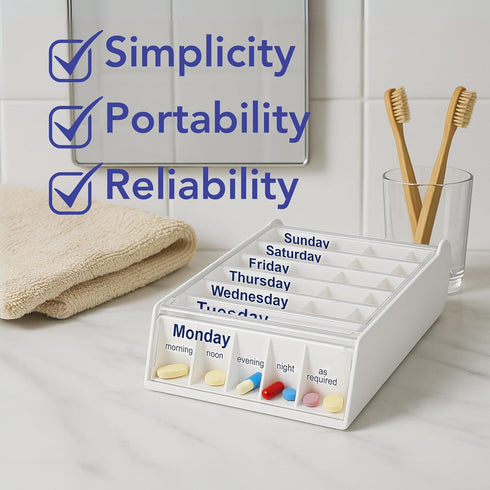 Patterson Medical 7 19 12 5.4 cm Anabox Weekly Pill Organiser, Day Pill Box, Handy Organised Tablet