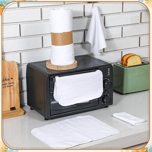 36 Pack Reusable Paper Towels, Washable Paperless Rolls, Flannel Cotton Cloth Wipes for Bathroom Napkins (White)