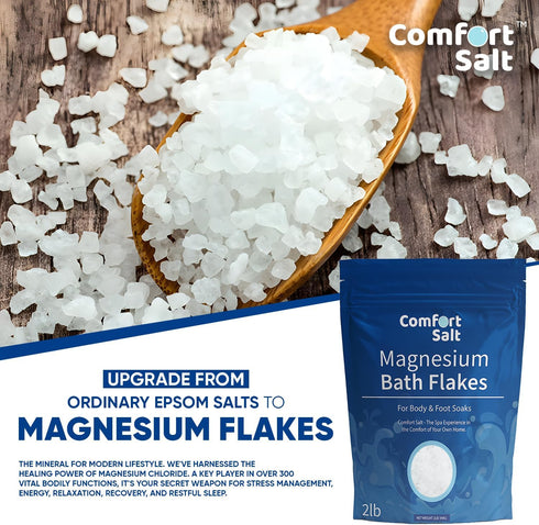 Magnesium Bath Flakes, 2 Pound Bag for Relaxation, Recovery, and Wellness Soak