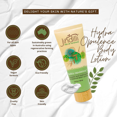Hydra-Opulence Body Lotion | Sunburn Relief & After Tan Moisturizer w/Macadamia Oil and Aloe Vera - All Natural Ingredients (3.4 fl oz)