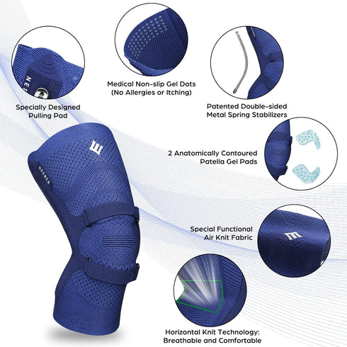 NEENCA Knee Brace for Pain Relief, Compression Support with Patella Strap & Gel Pads, Side Stabilizers