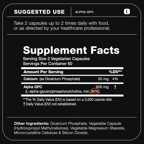 Toniiq Alpha GPC Capsules - Ultra High Purity 600mg Concentrated Formula, 120 Capsules Nootropic Supplement