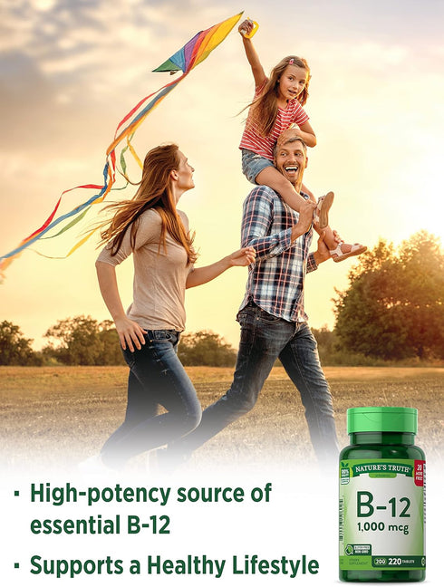 Nature's Truth B12 Vitamin Tablets | 1000 mcg | Non-GMO & Gluten Free Supplement | 220 Count
