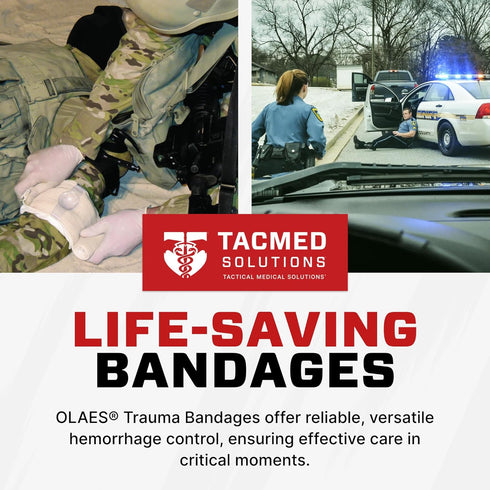 OLAES 4” Flat Modular Trauma Bandage with Pressure Cup, 4" W x 7" L x 2.5" D, Latex-Free