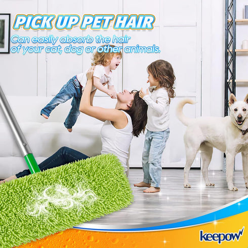KEEPOW XL Dry Sweeping/Wet Mopping Cloths for Swiffer XL Sweeper, Reusable & Washable Microfiber Mop Pad Refills, 6 Pack