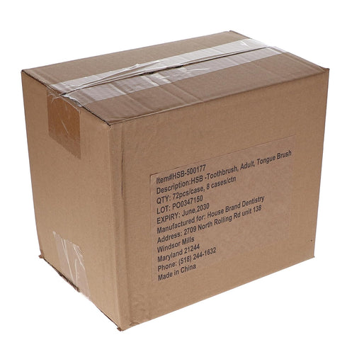 House Brand Dentistry 500177 72/Pk HSB Adult Toothbrushes with Tongue Brush