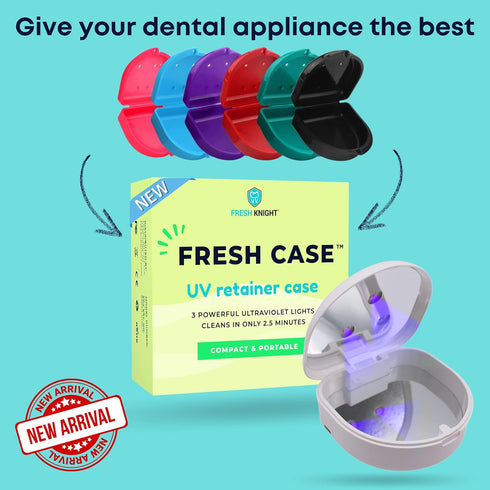 FRESH KNIGHT Retainer Case, 2 Pack with Vent Holes for Denture, Mouth Guard, Aligner, Sky Blue