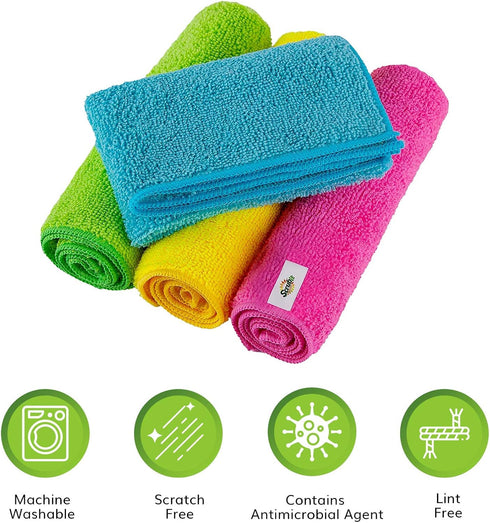 SCRUBIT 24 Pack Microfiber Cleaning Cloths, Lint Free & Streak Free Towels for House, Cars, Kitchen & Screens (12 x 16)