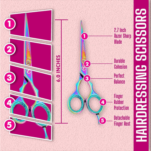 Tycon Professional Hair Cutting Scissors, 6.5" Japanese Stainless Steel Barber Scissors for Smooth Cutting
