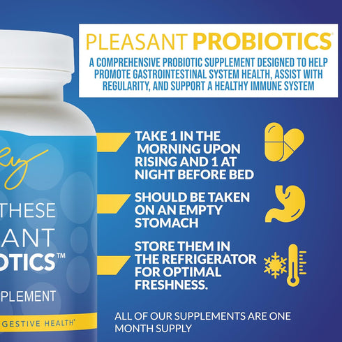 Dr. Liz Cruz Pleasant PROBIOTICS, 60 Veggie Capsules, Dietary Supplements with Proprietary Probiotic & Prebiotic Blend