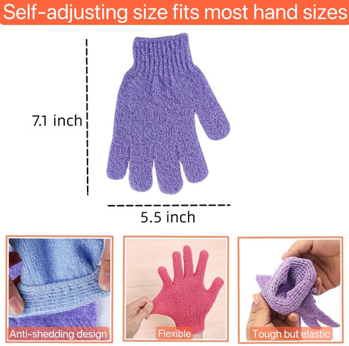 12 Pcs Exfoliating Bath Gloves,Deep Scrubbing Dead Skin Shower Gloves for Beauty Spa Massage Skin Shower Body Scrubber and Suitable for Men,Women