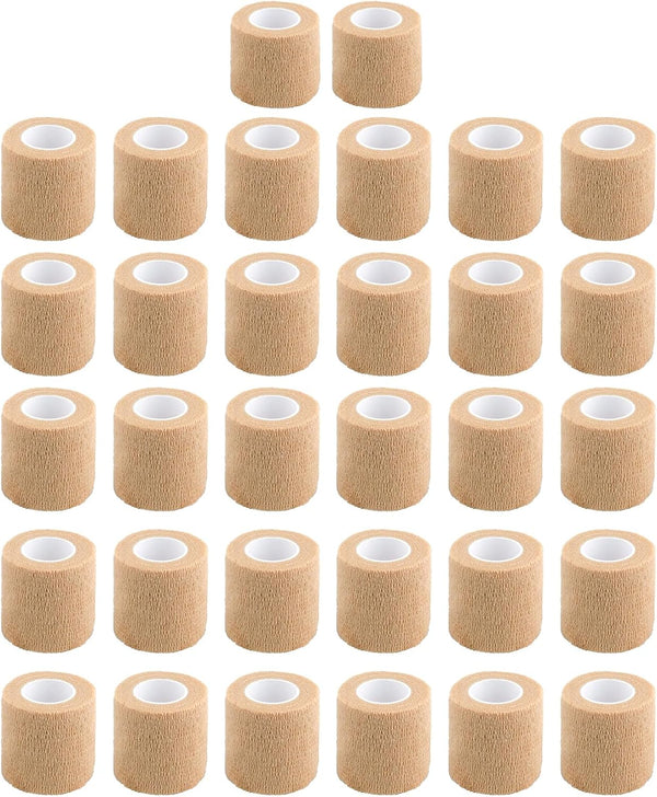 32 Rolls Self Adhesive Bandage Wrap, 2 inch Cohesive Stretch Bandages for Sports Swelling Sprains