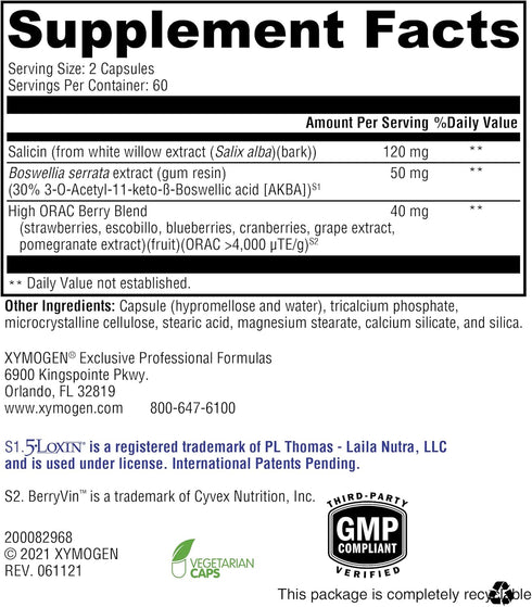 XYMOGEN Saloxicin - 120 Capsules, Antioxidant & Joint Support Supplement with Grape Seed Extract and Pomegranate