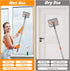 85” Baseboard Cleaner Tool with Handle, 180° Rotating Wall Mop, 6 Reusable Pads, Multifunctional Scrapper, Extension