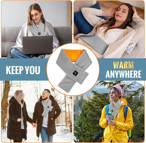 Heated Neck Wrap Scarf for Pain Relief, Neck Heating Pad with 5000mAh Power Bank, Cordless Electric Heated Neck Warmer
