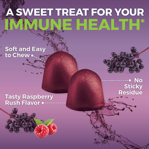 Organic Sambucus Elderberry Gummies with Zinc and Vitamin C, 120 Count, Immune Support