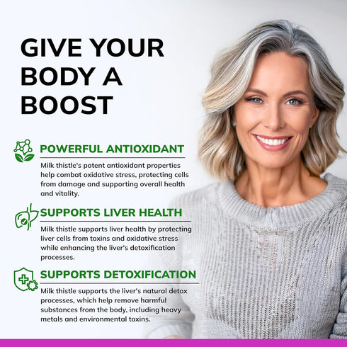aSquared Nutrition 1000mg Milk Thistle Supplement - 200 Capsules, Max Strength 4X Concentrated Extract